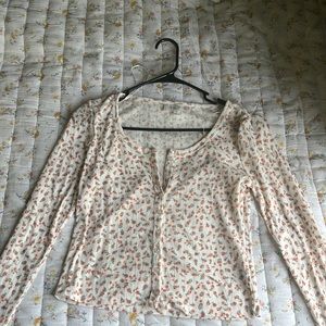 Pink Roses small long sleeve shirt cropped